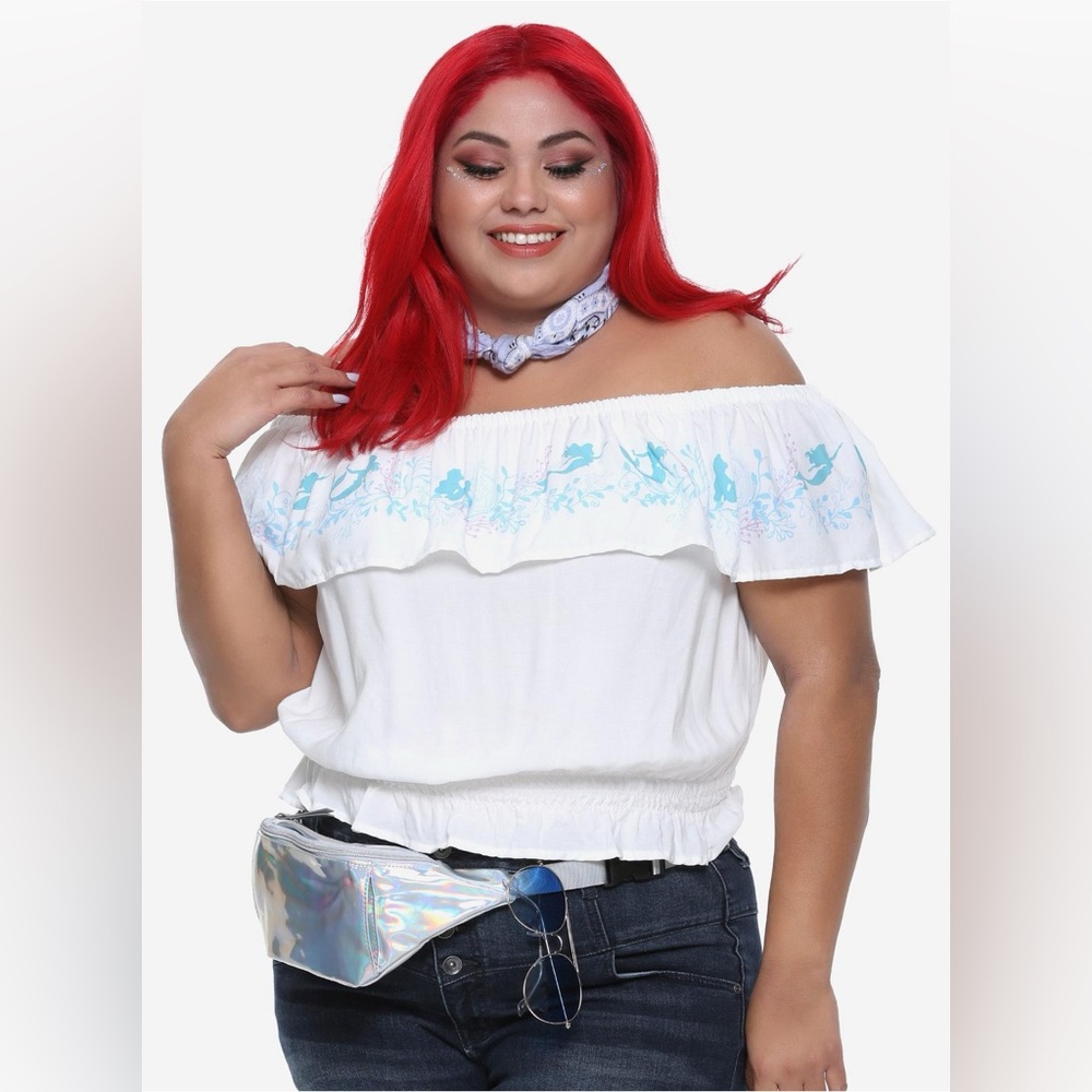 Disney The Little Mermaid Ariel Smocked Off-The-Shoulder Ruffle Top 3X